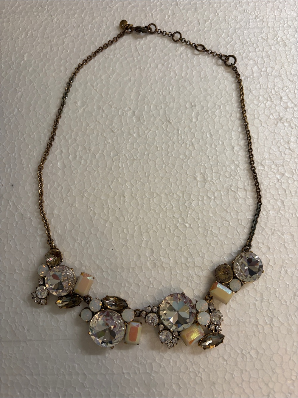 J. Crew Opalescent Crystal Bib Necklace with Gold-Tone Chain